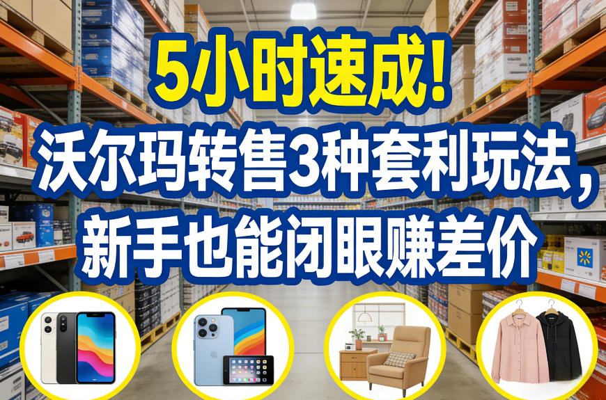 5小时速成！沃尔玛转售3种套利玩法，新手也能闭眼賺差价-庄子聊项目