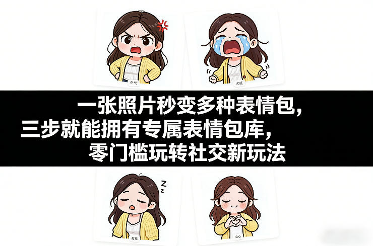 一张照片秒变多种表情包，三步就能拥有专属表情包库，零门槛玩转社交新玩法【文档】-庄子聊项目