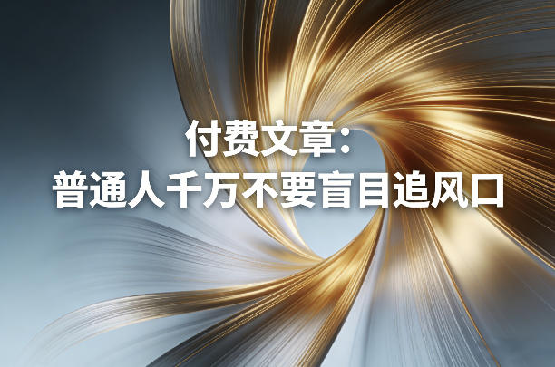 付费文章：普通人千万不要盲目追风口-庄子聊项目