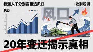 普通人千万别盲目追风口，20年变迁揭示真相，看懂收割逻辑才能避免成为接盘侠-庄子聊项目