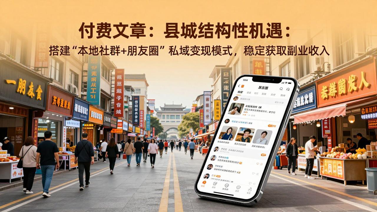 付费文章：县城结构性机遇：搭建“本地社群+朋友圈”私域变现模式，稳定获取副业收入-庄子聊项目