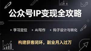 公众号IP变现全攻略-更新，学习定位、AI写作、钩子设计与转化，构建获客闭环，副业月入过万-庄子聊项目