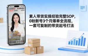素人短视频带货实操经验完整SOP，0粉新号3个月爆单全流程，一套可复制的带货起号打法-庄子聊项目