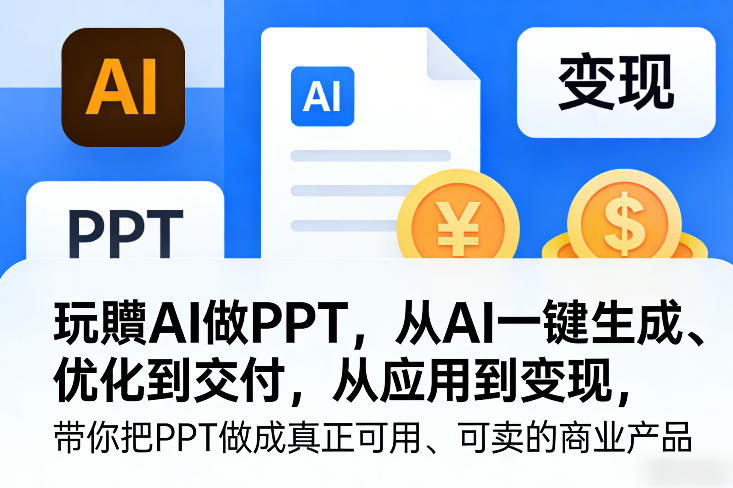 玩賺AI做PPT，从AI一键生成、优化到交付，从应用到变现，带你把PPT做成真正可用、可卖的商业产品-庄子聊项目