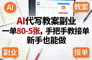 AI代写教案副业，一单80-5张，手把手教接单，新手也能做-庄子聊项目