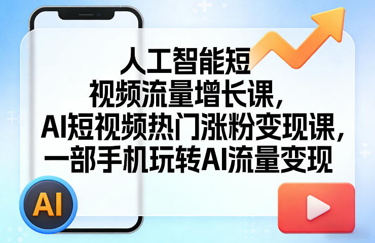 人工智能短视频流量增长课，AI短视频热门涨粉变现课，一部手机玩转AI流量变现-庄子聊项目