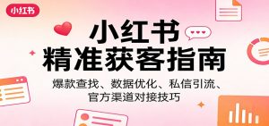 小红书精准获客指南：爆款查找、数据优化、私信引流、官方渠道对接技巧-庄子聊项目