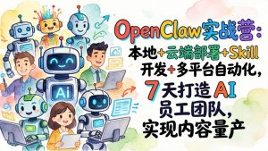 OpenClaw实战营：本地+云端部署+Skill开发+多平台自动化，7 天打造 AI 员工团队，实现内容量产-庄子聊项目