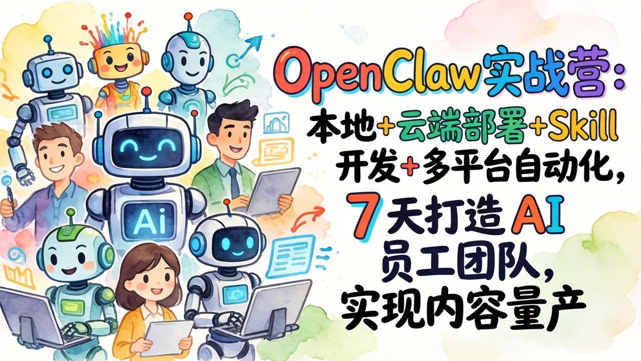 OpenClaw实战营：本地+云端部署+Skill开发+多平台自动化，7 天打造 AI 员工团队，实现内容量产-庄子聊项目