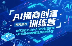 AI播商创富训练营，如何赢在2026+AI创业财富密码+如何用AGI做爆款视频内容-庄子聊项目