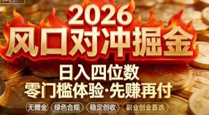2026美金对冲套利，无赠金对冲策略保驾护航，低门槛易上手实操。单人单日收益2000+-庄子聊项目