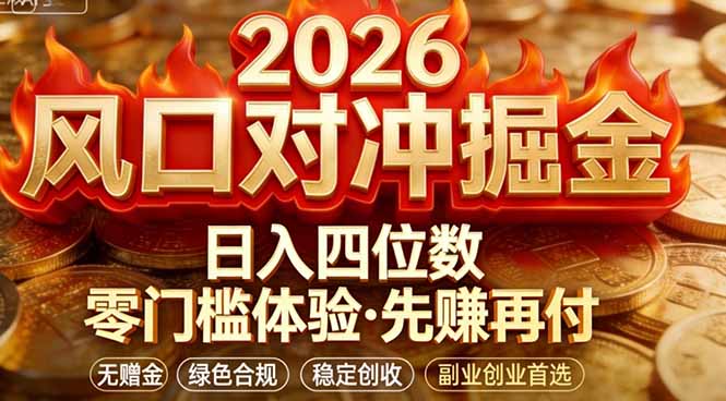 2026美金对冲套利，无赠金对冲策略保驾护航，低门槛易上手实操。单人单日收益2000+-庄子聊项目