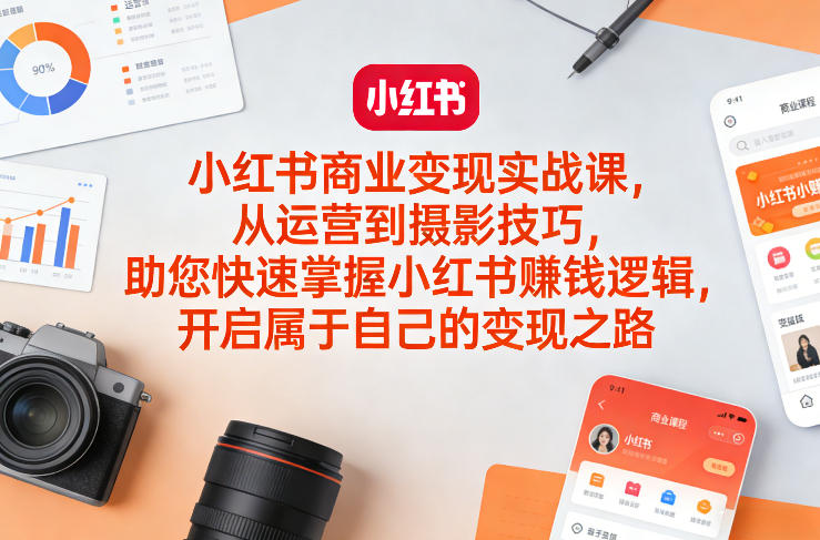小红书商业变现实战课，从运营到摄影技巧，助您快速掌握小红书賺钱逻辑，开启属于自己的变现之路-庄子聊项目