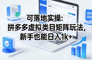 可落地实操：拼多多虚拟类目矩阵玩法，新手也能日入1k+【揭秘】-庄子聊项目