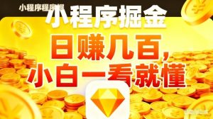 微信小程序掘金项目，不用复杂操作，5分钟就能学会上手操作，日入几张【揭秘】-庄子聊项目