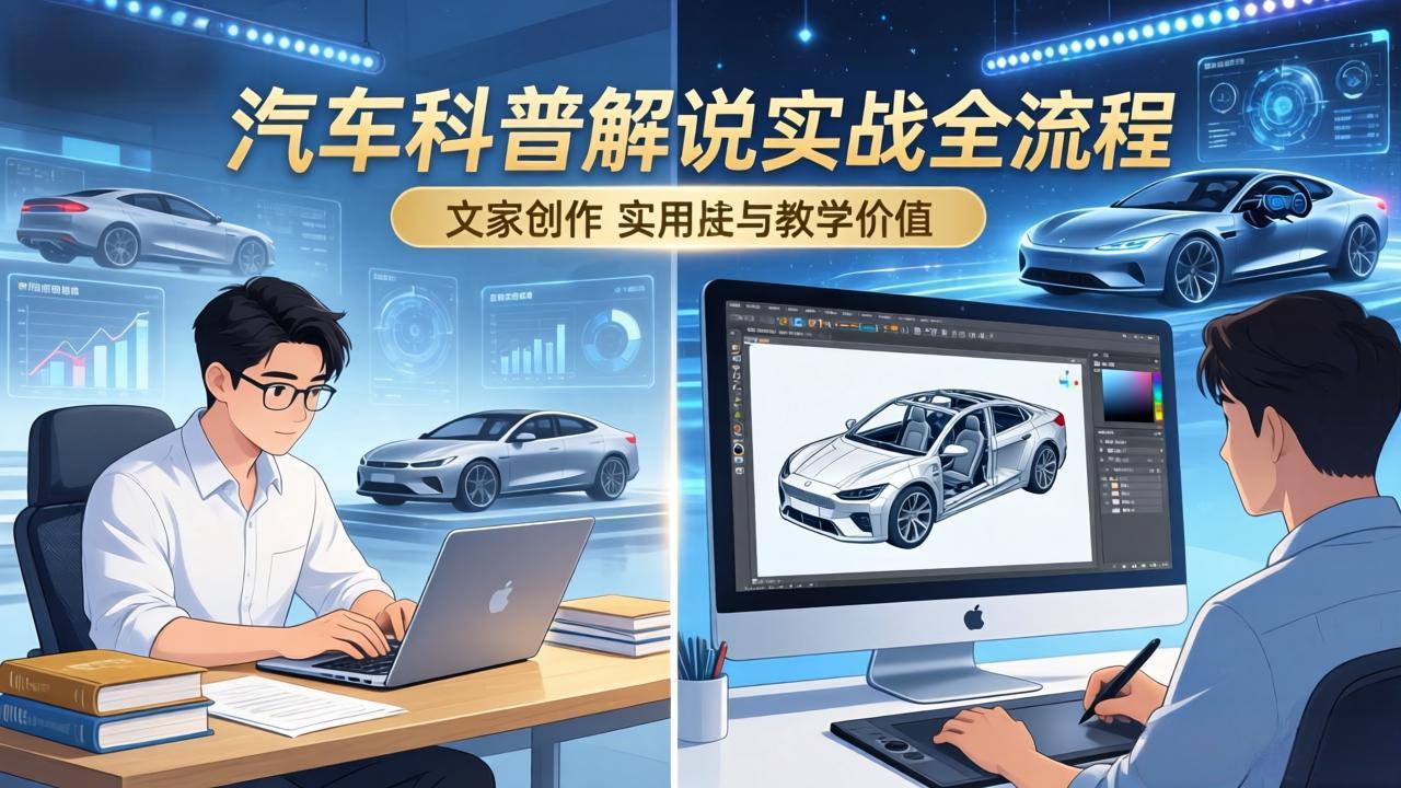 抖音汽车科普解说实战：文案+动画+画面处理+去水印全流程，打造专业汽车科普视频-庄子聊项目