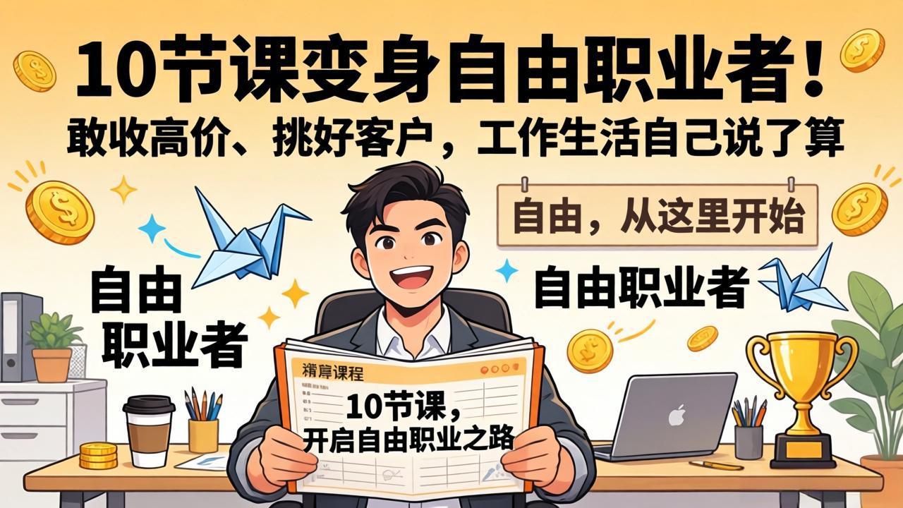 10 节课变身自由职业者！敢收高价、挑好客户，工作生活自己说了算-庄子聊项目