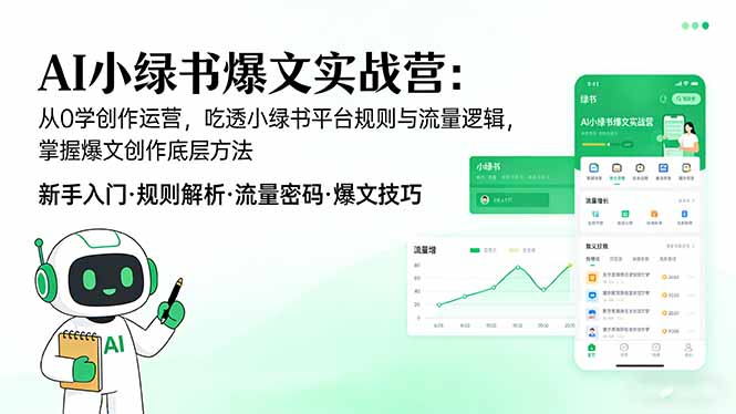 AI 小绿书爆文实战营：从0学创作运营，吃透小绿书平台规则与流量逻辑，掌握爆文创作底层方法-庄子聊项目