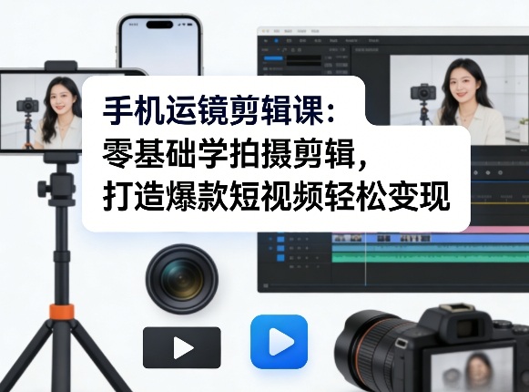 手机运镜剪辑课：零基础学拍摄剪辑，打造爆款短视频轻松变现-庄子聊项目