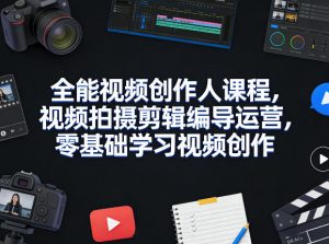 全能视频创作人课程,视频拍摄剪辑编导运营,零基础学习视频创作(更新2026年3月)-庄子聊项目