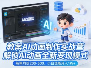 教案AI动画制作实战营,解锁AI动画全新变现模式,每单均价200-500,小白也能月入1W+-庄子聊项目