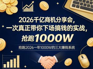 2026千亿商机分享会，一次真正带你下场搞钱的实战，抢跑2026一年1000W的三大賺钱系统-庄子聊项目