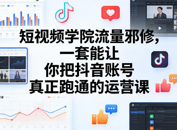 短视频学院流量邪修，一套能让你把抖音账号真正跑通的运营课-庄子聊项目