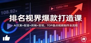 排名视界爆款打造课：AI文案+配音+剪辑+变现，TOP盘点视频制作全流程-庄子聊项目