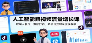 人工智能短视频流量增长课：数字人制作，爆款打造，多平台变现全流程教学-庄子聊项目