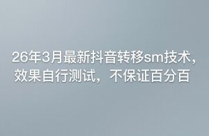 26年3月最新抖音转移sm技术，效果自行测试，不保证百分百-庄子聊项目
