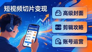 短视频切片变现速成班2.0：高级封面+剪辑攻略+账号运营，0基础小白快速入局副业-庄子聊项目
