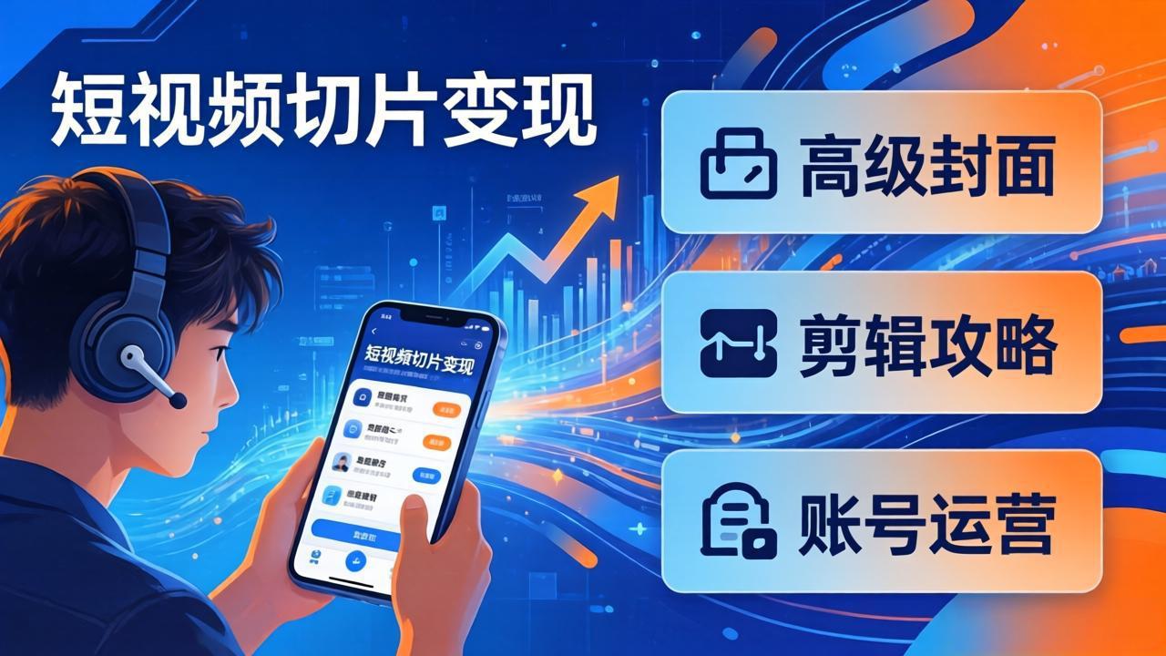 短视频切片变现速成班2.0：高级封面+剪辑攻略+账号运营，0基础小白快速入局副业-庄子聊项目